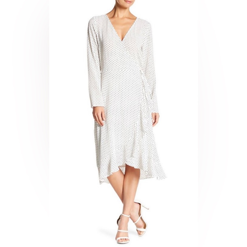 Lucy Paris, Tatiana Ruffle Wrap Polka Dot Dress XS